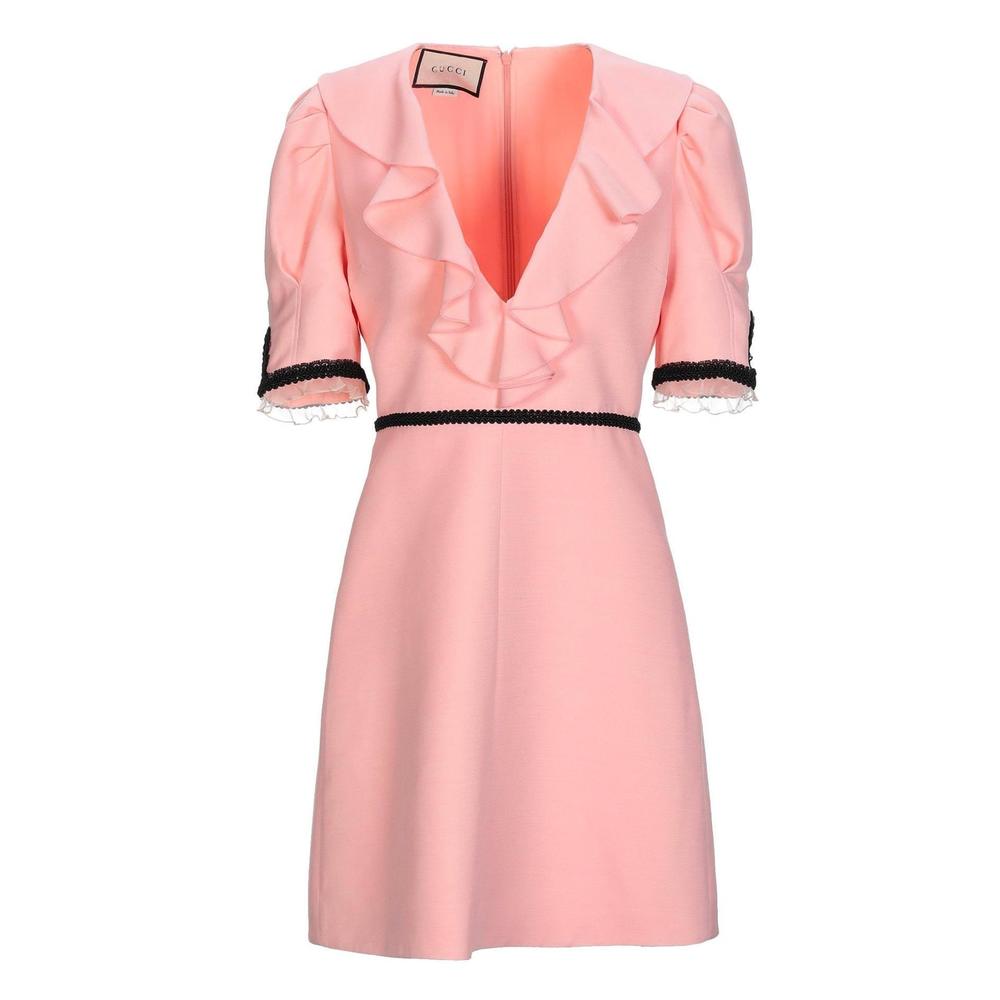 Gucci - Pink Crepe Silk Wool Cocktail Dress - IT 40